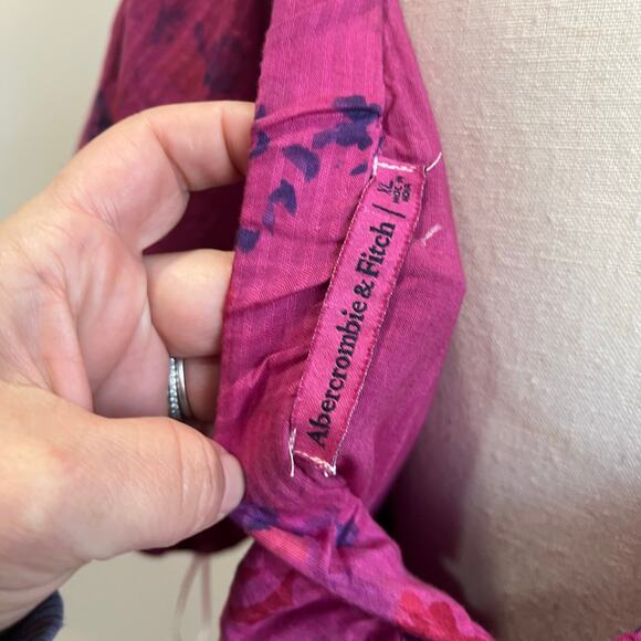 Abercrombie & Fitch 100% Cotton Babydoll Mini Dress Puff Sleeve Pink XL - Picture 4 of 7